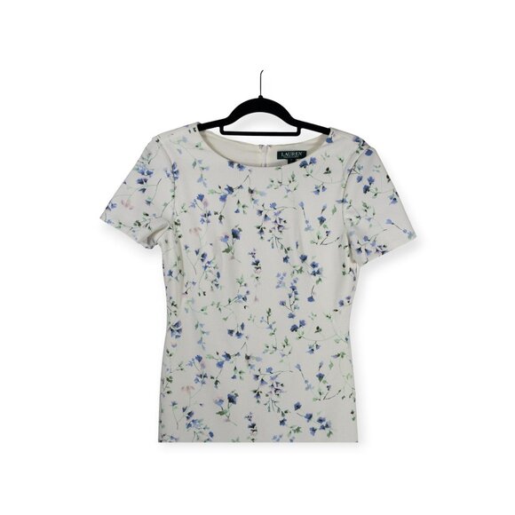 Ralph Lauren Floral Print White & Blue Short Sleeve Fit & Flare Dress Size 6 - Picture 11 of 11